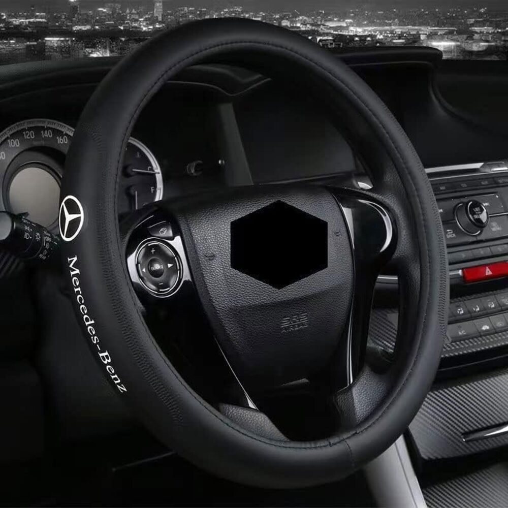 1 Piece New Benz Cars Steering Wheel Cover, Non-Slip, Elastic Universal Fit 15"